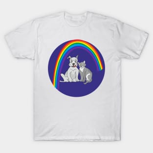 Dog Cat and rainbow T-Shirt